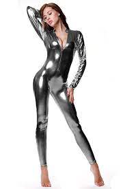 We believe in helping you find the product that is right for you. Niliker Women S Shiny Liquid Metallic Wet Look Zipper Front Catsuit Onesize Silver Gray Catsuit Spandex Catsuit Women S One Piece Swimsuits