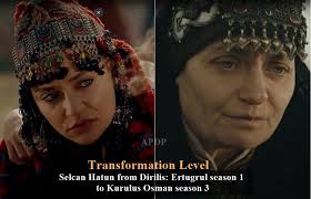Tremendous transformation of Selcan Hatun from Ertugrul s1 to Osman s3 2014  to 2022 ! Didem Balçın such an amazing actress and also love the characters  portrayal and makeovers in Turkish dramas !