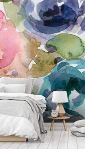 Macro Garden 2 Wall Mural Wallsauce Au Watercolor Wallpaper Floral Wallpaper Bedroom Wall Murals Painted