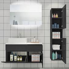 Copious amounts of clear polyurethane finish highlighted the funky texture of the particle board and gave this striking vanity makes a stunning centerpiece to any bathroom design. Modern Bathroom Vanity Furniture Manufacturer Y R Furniture