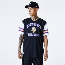 Search only for minnesota vikings t shirt New Era Nfl Minnesota Vikings Stripe Black Oversized Jersey T Shirt Teams From Usa Sports Uk