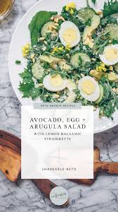 Avocado Egg Arugula Salad With Lemon Balsamic Vinaigrette A Cultivated Living Recipe Arugula Salad Arugula Avocado Brunch