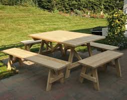 Treated Pine Wide Picnic Table W Traditional Benches Picnic Table Build A Picnic Table Square Patio Table