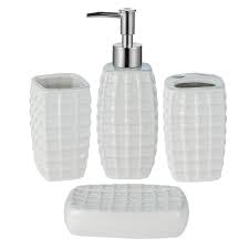 Add the finishing touch to any bathroom with the culver bath accessories collection from kassatex, featuring a ceramic ground. Jotom Modern Design 4 Pieces Ceramic Bathroom Accessory Set Bath Accessories Bath Set For Bathroom Lotion Bottles Toothbrush Holder Tooth Mug Soap Dish White Buy Online In El Salvador At Elsalvador Desertcart Com Productid 203571593