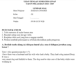 Contoh Soal Uts Bahasa Inggris Kls 11 Sma Ma Semester 2 Contoh Soal Un Sd Smp Sma