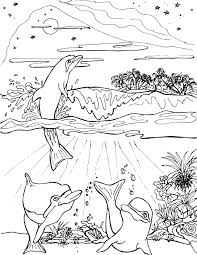 Coloring pages magical nature, from which it is warm and joyful. Three Dolphins Frolicking Near Island Coloring Page Mermaid Coloring Pages