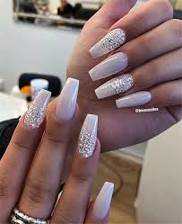 Plain Glitter Nails In 2020 White Acrylic Nails Christmas Nails Acrylic Coffin Nails Designs