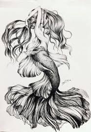 Black And White Mermaid Sleeve Tattoo My Heart Mermaid Tattoos Mermaid Drawings