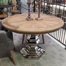 Esstisch Rund Mit Verchromten Tischfuss Tisch Rund Massivholz Mit Metall Gestell Esstisch Mobel Landhausstil Tisch