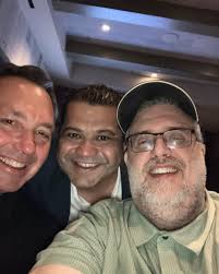 With my guys @lance.pugmire and @arashmarkazi at dinner in Vegas.  #CaneloMunguia