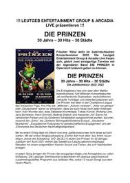 Die prinzen (the princes) is a german music group. Die Prinzen 30 Jahre 30 Hits 30 Stadte Leutgeb Entertainment Group Gmbh 12 05 2021