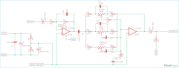 This is a commonly used bass filter circuit.ic 4558 is low pass filter ic amplifier i used in this video is based on tda 2030 u may. Audio Equalizer Tone Control Circuit With Bass Treble And Mid Frequency Control Using Op Amp
