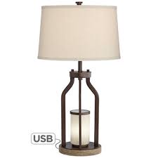 Contact us w/ any questions! Franklin Iron Works Rustic Farmhouse Table Lamp With Usb Charging Port Nightlight Led Bronze Burlap Drum Shade Living Room Bedroom Target