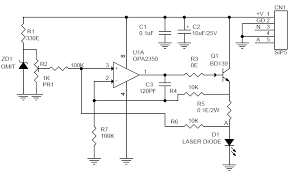 Constant Current Laser Diode Driver Circuit Using Opa2350 Opamp Electronics Lab Diode Electronic Schematics Structured Wiring