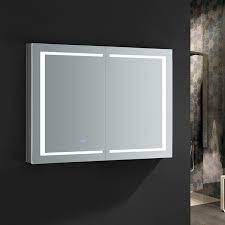 Kohler verdera 40 x 30 lighted three door medicine cabinet with two shelves,. Fresca Fmc014836 Tiempo 48 X 36 Inch Tall Bathroom Medicine Cabinet With Led Lighting And Defogger