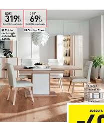 Meublez votre salle à manger avec nos chaises capitonnées, chaises confortables avec accoudoirs. Offre Table Rectangle Extensible Aston Chaise Ines Chez Conforama