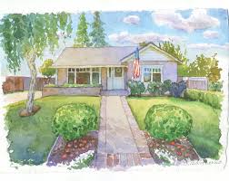 Watercolor House Painting Hand Painted Home Portrait Custom Etsy Watercolor House Portrait Custom House Portrait Watercolor House Painting