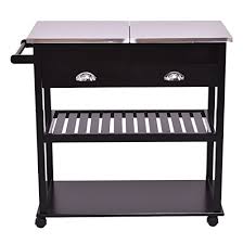 It has a drawer and cupboard with attractive silver handles to help you store your kitchen essentials. Autentico Rolling Kitchen Island Trolley Cart Utility Storage Dining With Drawers And Casters Two Layer Shelves Stainless Steel Flip Top Large Storage Ergonomic Handle Towel Rack Buy Online In Antigua And Barbuda
