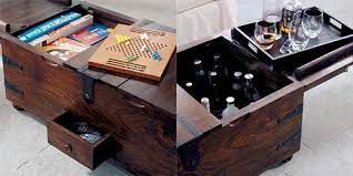 Canditree antique rectangular coffee table solid wood, coffee table with storage, storage trunk for living room. Taka Trunk