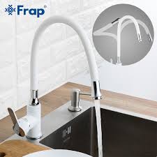 Kitchen faucets can really dictate the look and feel of your kitchen. Frap Kitchen Faucet White Brass Kitchen Sink Faucet Mixer Tap Red Single Handle Flexible Cold And Hot Water Faucet Deck Mounted Kitchen Faucets Aliexpress