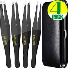 Eyebrow Tweezers 4 Pack 100 Professional Precision Tweezers 2020 Version With Slant Pointed Flat P In 2020 Tweezers Eyebrows Ingrown Hair Removal Ingrown Hair