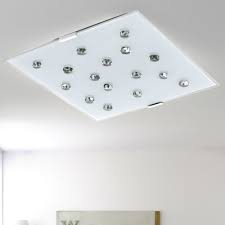 Als deckenlampe fürs schlafzimmer eignen sich alle leuchten, die ihr licht weiträumig abstrahlen. Led Deckenleuchte Wohnzimmer Deckenlampe Glas Satiniert Schlafzimmer Deckenleuchte Stahl Weiss Mit Klaren Glassteinen 1x Led 12w 1020lm Warmweiss Lxh 29x7 5 Cm Kaufen Bei Www Etc Shop De Gmbh Co Kg