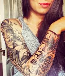 Black And Grey Tattoo Ideas For Women Wonderful Black And Grey Tattoo Sleeve For Girl Sleeve Tattoos For Women Full Arm Tattoos Full Sleeve Tattoos