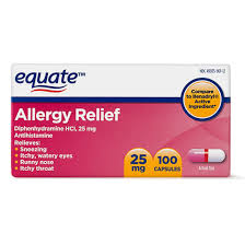 Equate Allergy Relief Diphenhydramine Capsules 25mg 100 Ct