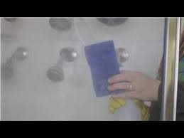 Dry the window with a soft cloth or paper towel, and if you still see water spots left behind, repeat the process. Bathroom Cleaning How Do I Clean Hard Water Spots On Glass Youtube
