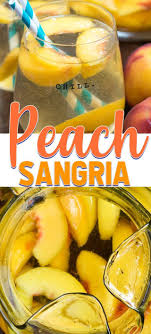 This Easy Peach Sangria Recipe Is A Simple White Sangria With Rum And Fresh Peaches It S The Perfect Summe Peach Sangria Sangria Recipes Peach Sangria Recipes