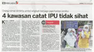 » keratan akhbar » senarai akhbar. 4 Kawasan Catat Ipu Tidak Sihat 20 Mac 2019 Kosmo Enviro Knowledge Center