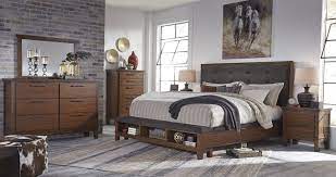 Ashley Ralene 4pc Bedroom Set Queen Upholstered Storage Bed Dresser Mirror One Nightstand In Dark Ashley Furniture Bedroom Master Bedrooms Decor Ashley Bedroom