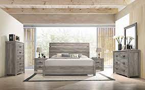 Black friday in july · special financing offers Roundhill Furniture Floren Contemporary Weathered Gray Wood Bedroom Set King Panel Bed Dresser Mirror Two