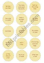 They don't need much preparation but will get your students talking and help them. Idioms In Everyday Use Fun Speaking Activity Mix Match Card Game 9 Pages Good For Adults Too Fully Editable B W Version Included Esl Worksheet By Lina Ladybird
