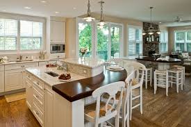 Traditional Kitchen Double Island Rounded Wood Top Breakfast Bar D Shape Wood Top Eat Small White Kitchens Breakfast Bar Small Kitchen Kitchen Tops Granite