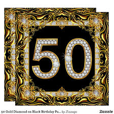 Black And Gold Birthday Party Invitations 50 Gold Diamond On Black Birthday Party Invitation Zazzle Com 40th Birthday Party Invites 60th Birthday Party Invitations Black Gold Party