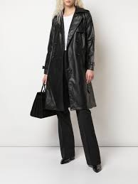 Apparis Leather Look Trench Coat Farfetch Black Leather Coat Leather Coat Outfit Trench Coats Women