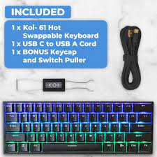 Koi Co (Koi61) Hot Swappable Keyboard - 60 Percent Hot Swap Keyboard - 5  pin Hotswap Keyboard- DIY Custom Keyboard - 60 Percent Keyboard - RGB  Mechanical Keyboard - Keyboard PCB -