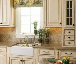 Rustic Kitchen Vanilla Color Cabinets Tile Backsplash Apron Sink French Country Kitchen Cabinets Country Kitchen Cabinets Country Style Kitchen