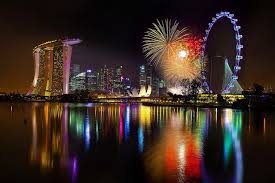 Singapore 2012 Countdown First Burst New Year Fireworks Fireworks New Years Eve Fireworks