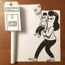 This Illustrator Brings His Cartoons To Life Using Awesome 3d Tricks Part 2 Paper Illustration 3d Paper Art Paper Folding Art