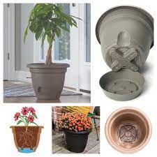 Bloem Lucca 16 In X 14 25 In Pebble Stone Plastic Self Watering Planter With Saucer Lp1683 The Home Depot Self Watering Planter Self Watering Planters