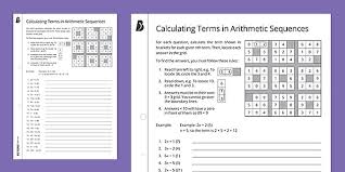Sequence worksheet to cut and paste in order kids hear in the song. Number Search Puzzle Calculating Terms In Arithmetic Sequences