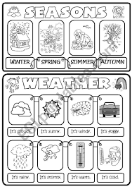 Seasons Weather Worksheet Weather Worksheets Seasons Worksheets Weather Esl