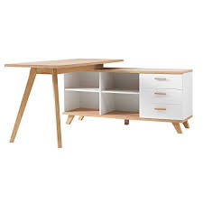 Bureau D Angle En Bois Avec 4 Niches 3 Tiroirs Oslo Bureau Scandinave Hoekbureau Kast Met Bureau Houten Bureau