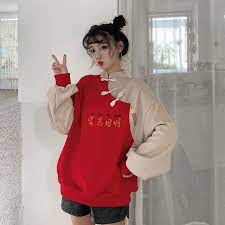 チャイナ風トップス チャイナ風パーカー チャイナ風服 中華服 レトロ 文芸風 民族風 女子会 同窓会 デート 普段着 フード付き 長袖 チャイナボタン ゆったり 新年パーカー 裏起毛 レッド 赤 ファッション ファッション ファッション レディース 10代