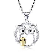 Jufu Mother And Child Christmas Jewelry Gift 925 Sterling Silver Owl Necklace Charms Owl Necklace Womens Jewelry Necklace Pet Necklace Owl Necklace Silver