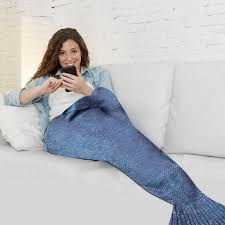 It has a lambswool sherpa inner layer that is quite soft. Knitted Mermaid Tail Blanket Teen Adult Size On Sale Overstock 20247054 Blue