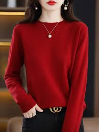 New Autumn Winter Cashmere Sweater Women's O-neck 100% Merino Wool Pullover Long Sleeve Classic Knitted Fashion Comfortable Tops