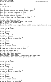 Song Lyrics With Guitar Chords For The Joker Steve Miller2 Guitar Chords For Songs Guitar Chords And Lyrics Easy Guitar Songs Chords